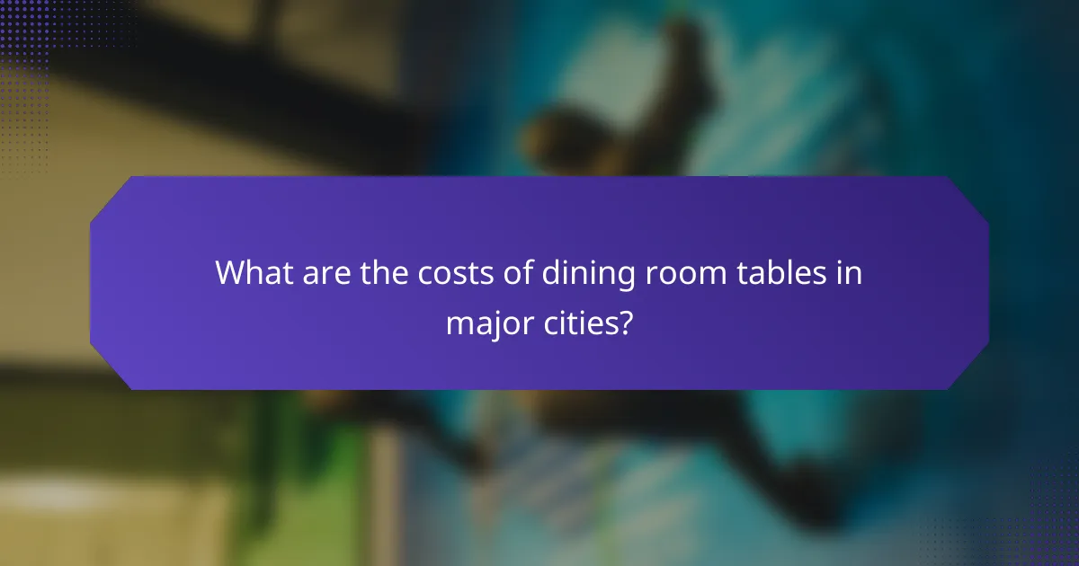 What are the costs of dining room tables in major cities?